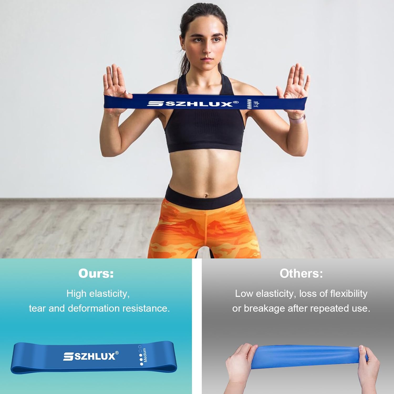 Resistance Bands Set with Instruction Guide and Carry Bag, Versatile for Body Sculpting, Strength Training, and Rehabilitation-Set of 5 (Blue)