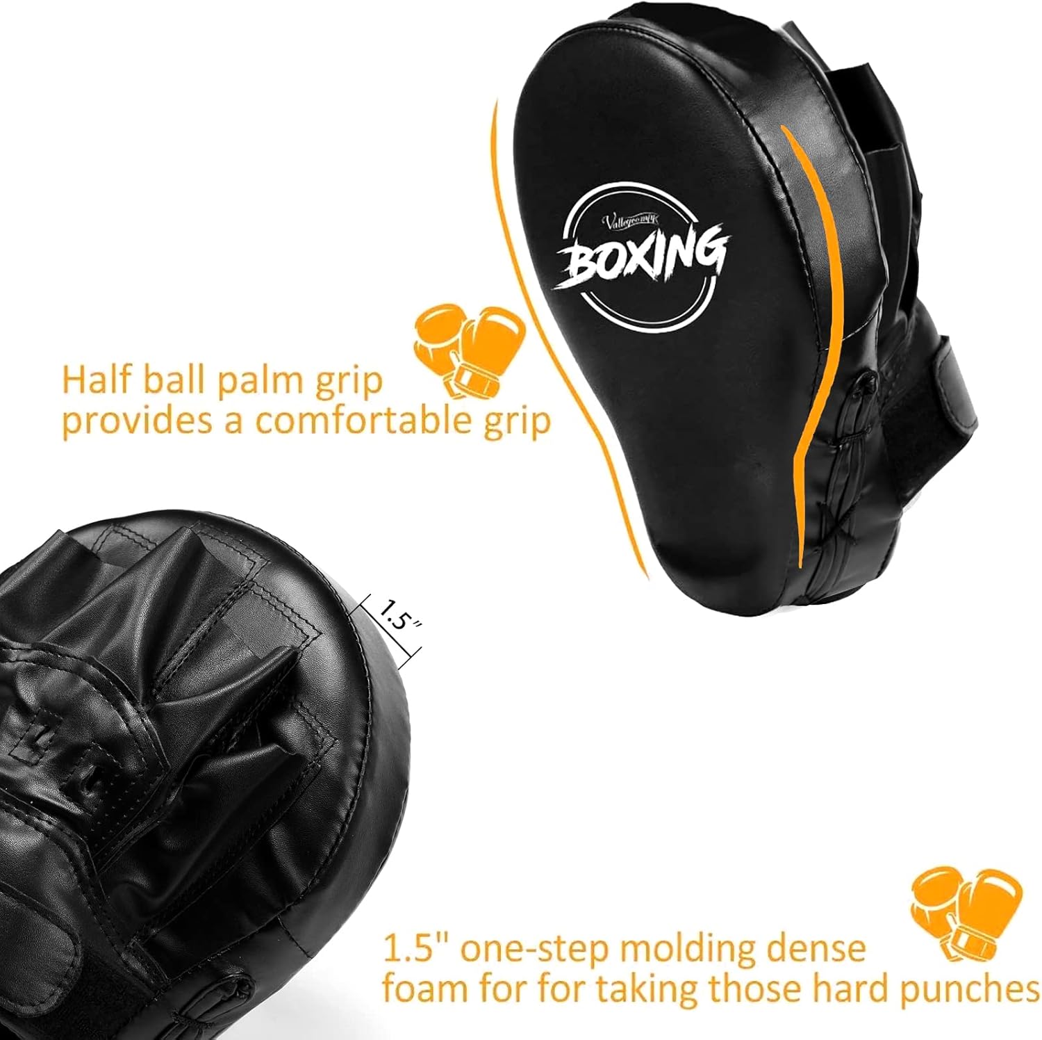 Boxing Curved Focus Punching Mitts- Leatherette Training Hand Pads