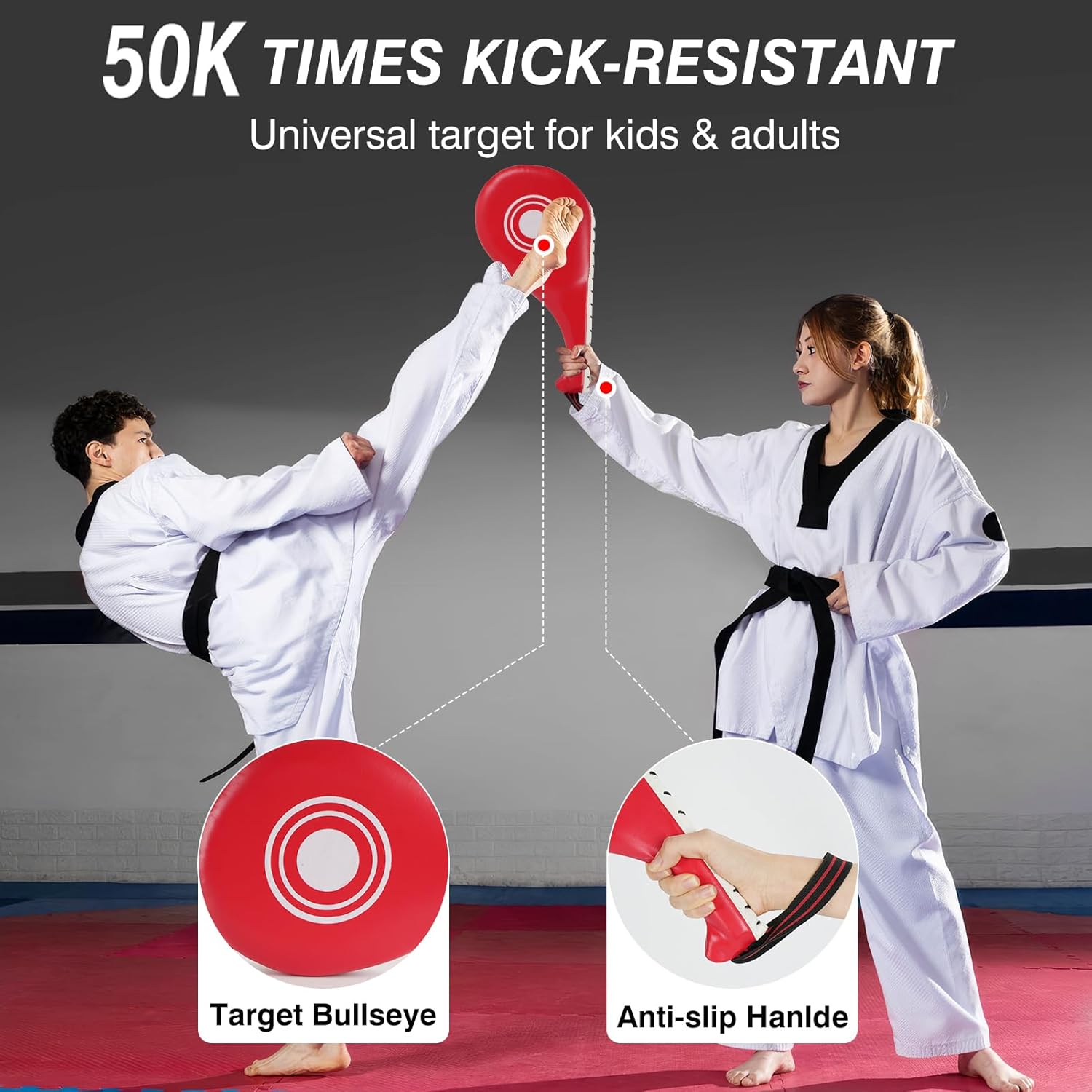 3 in 1 Boxing Training Equipment, Punching Mitts, Martial Arts Target Training Paddle and Kicking Pad for Kickboxing, Taekwondo, Karate, Muay Thai, Dojo, MMA, Sparring for Kids, Toddler, Women