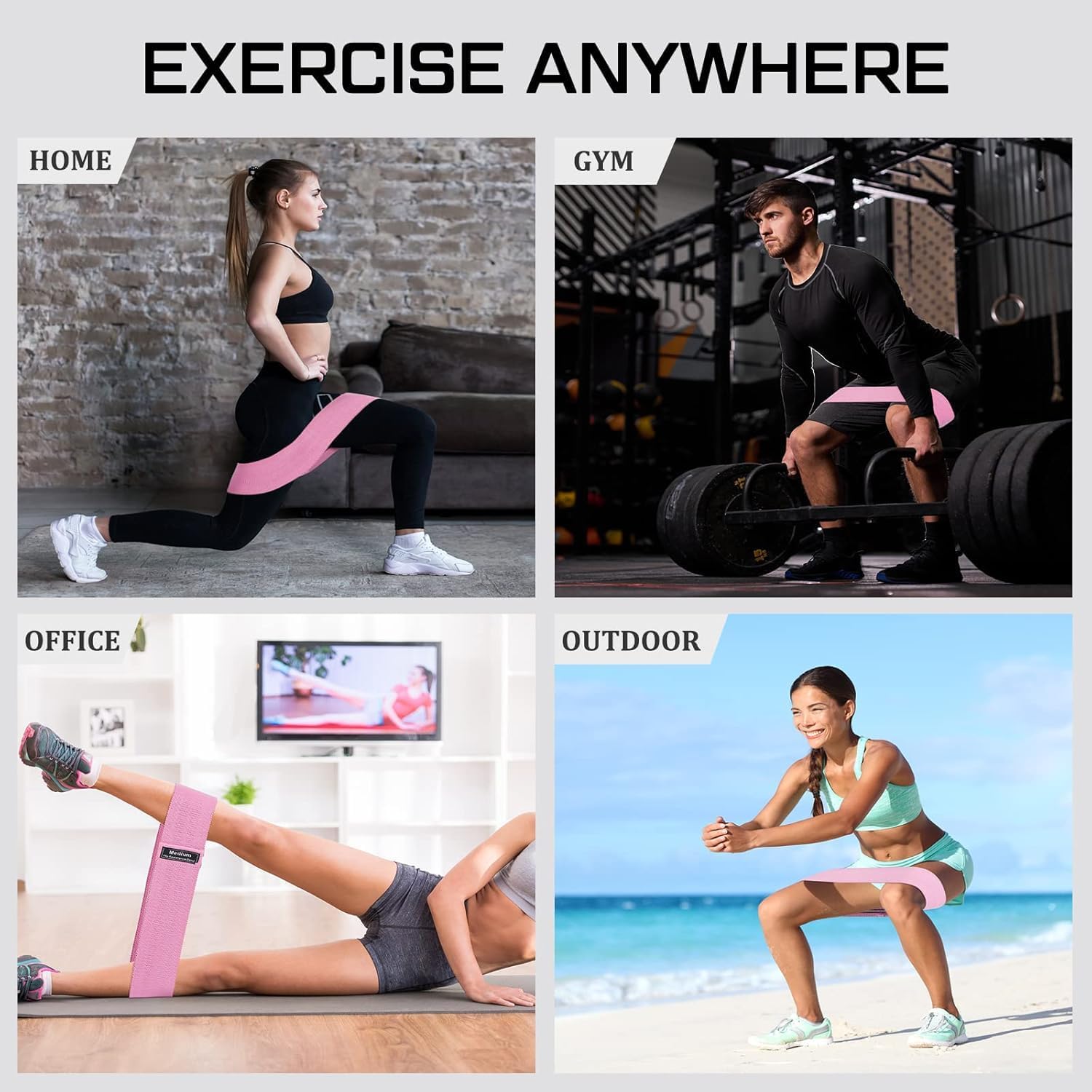 Light Resistance Fabric Loop Exercise Band – Anti-Slip, Durable & Portable – Ideal for Glutes, Legs, Thighs, Yoga, Pilates, Strength Training & Home Workouts