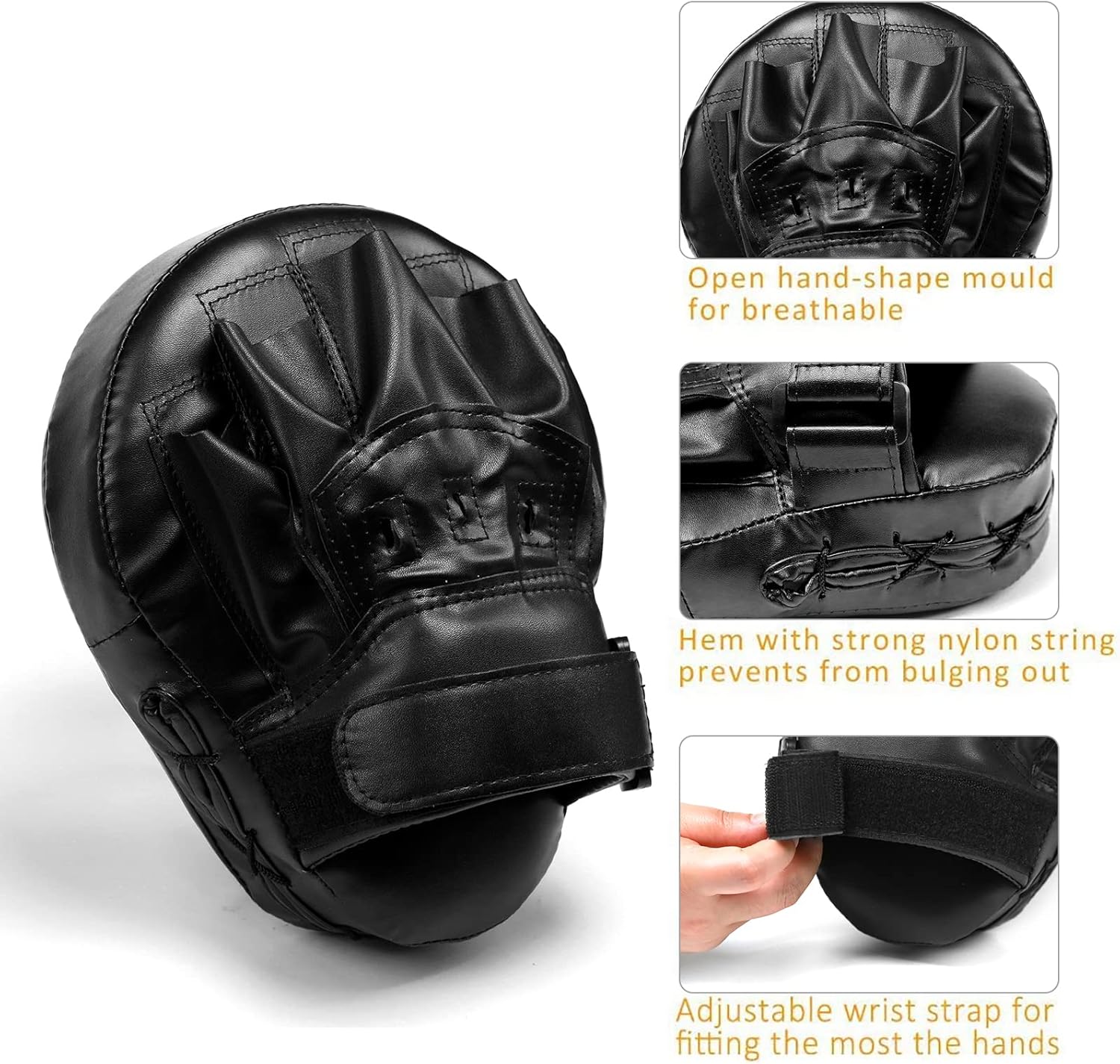 Boxing Curved Focus Punching Mitts- Leatherette Training Hand Pads