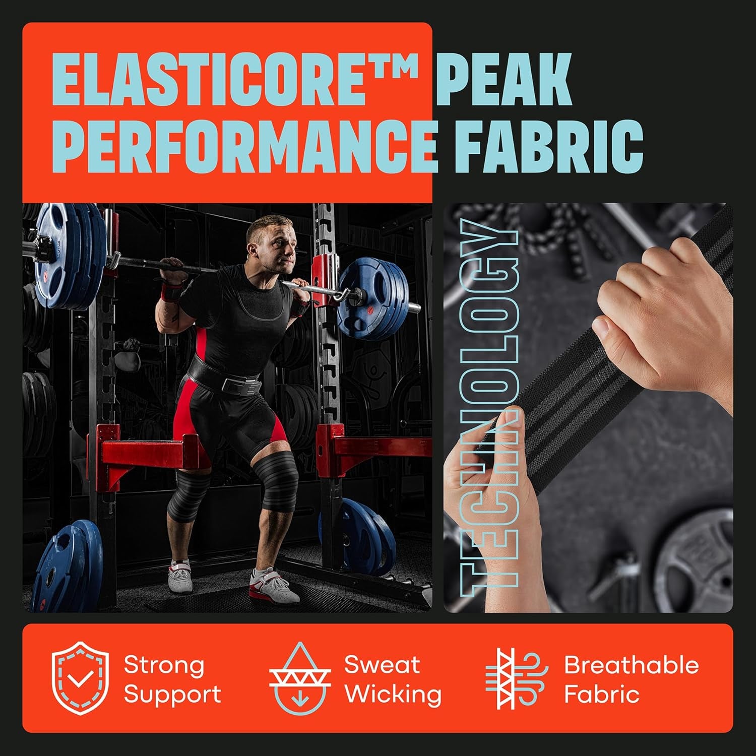 Knee Wraps (Pair) for Men & Women | Ideal for Cross Training, Wods, Gym Workouts, Weightlifting, Fitness & Powerlifting | Knee Straps for Squats | 72" Compression & Elastic Support