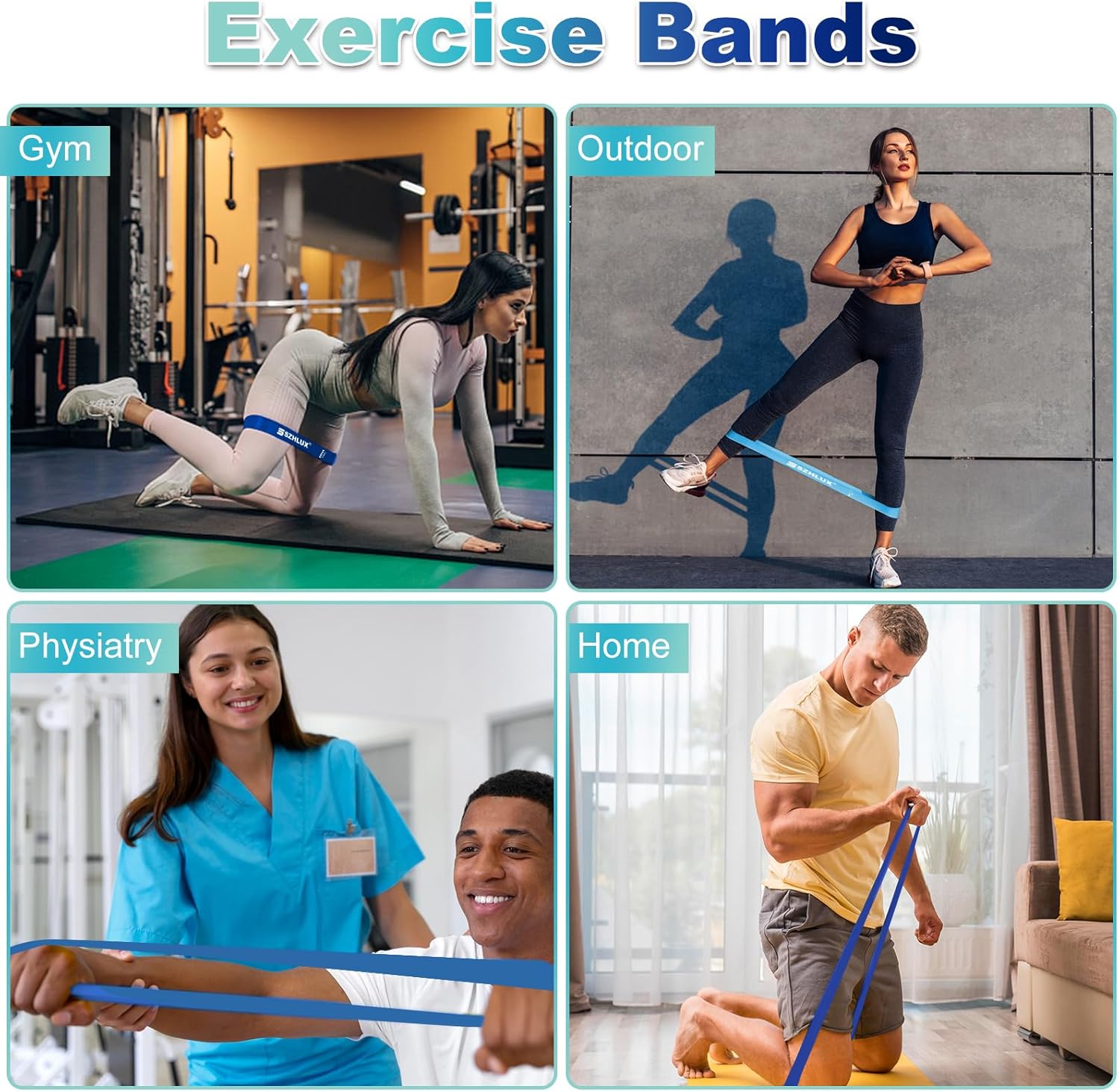 Resistance Bands Set with Instruction Guide and Carry Bag, Versatile for Body Sculpting, Strength Training, and Rehabilitation-Set of 5 (Blue)