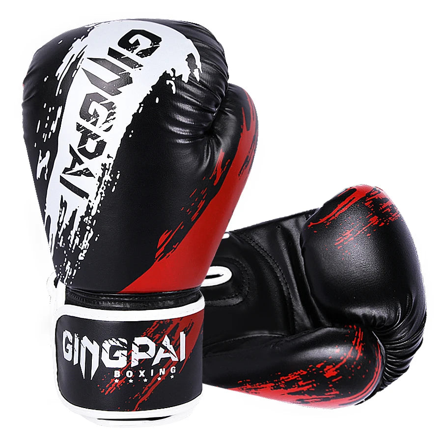 1 Pair Adult Boxing Gloves Men Punching Training Sparring Comfortable Adjustable Fighting Mitts Hand Protector Black Red Blue