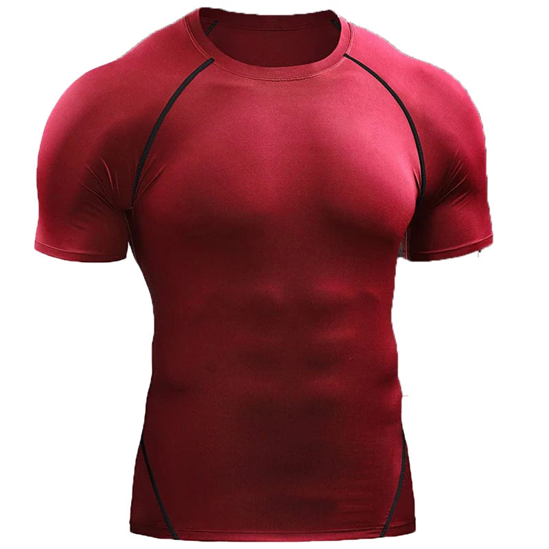 Summer Sports Compression T-Shirt – Quick-Dry, Elastic Running & Gym Tee
