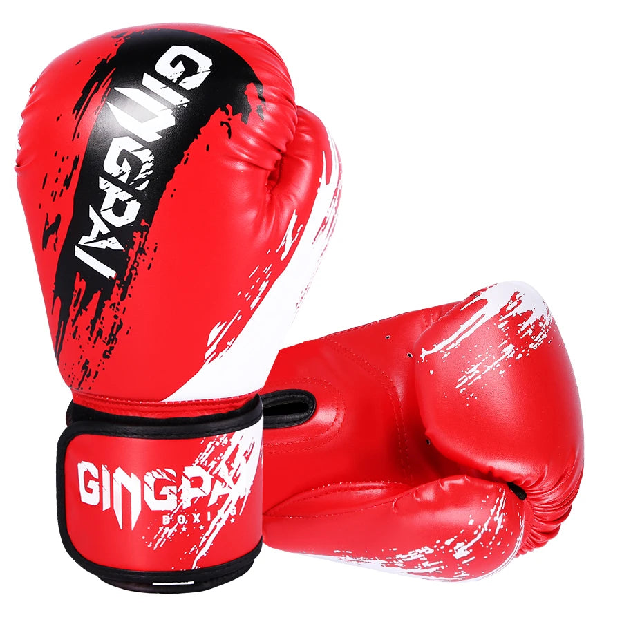 1 Pair Adult Boxing Gloves Men Punching Training Sparring Comfortable Adjustable Fighting Mitts Hand Protector Black Red Blue