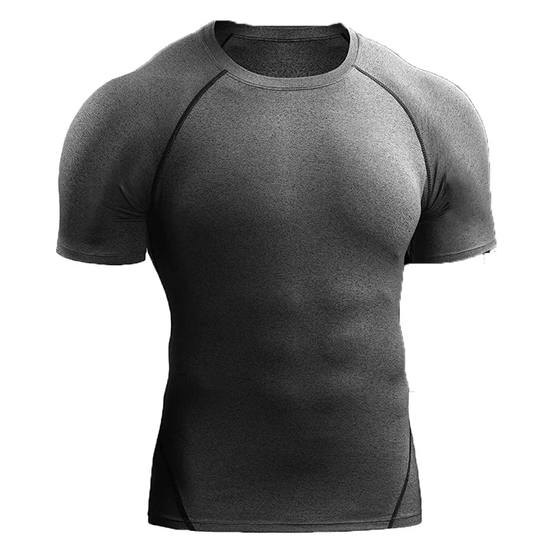 Summer Sports Compression T-Shirt – Quick-Dry, Elastic Running & Gym Tee