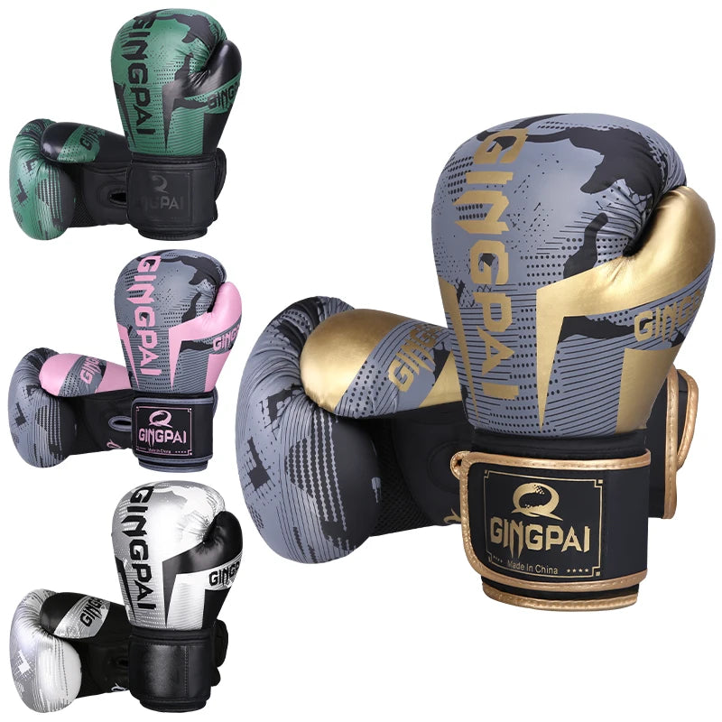 GINGPAI PU Leather Boxing Gloves – Breathable & Durable for MMA & Training