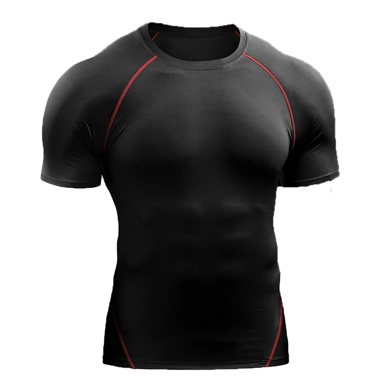 Summer Sports Compression T-Shirt – Quick-Dry, Elastic Running & Gym Tee