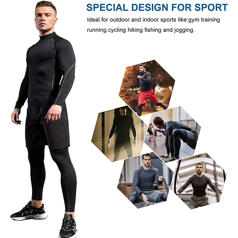 Men’s Compression Sports Shirt Long Sleeve Quick-Dry Gym Top