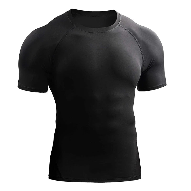 Summer Sports Compression T-Shirt – Quick-Dry, Elastic Running & Gym Tee