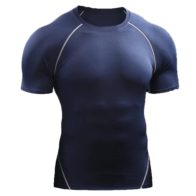 Summer Sports Compression T-Shirt – Quick-Dry, Elastic Running & Gym Tee