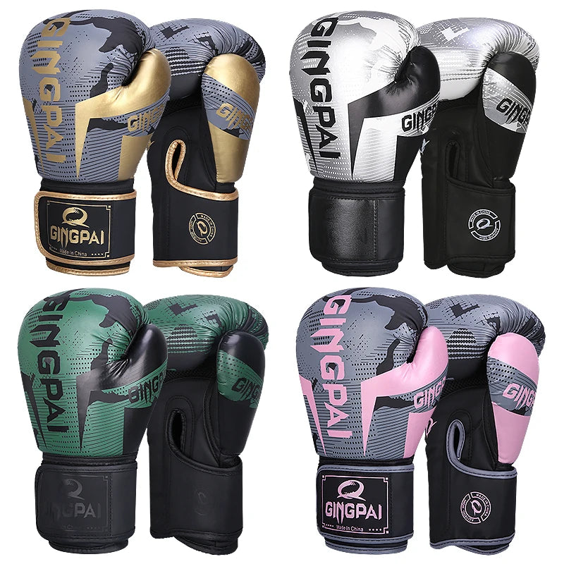 GINGPAI PU Leather Boxing Gloves – Breathable & Durable for MMA & Training