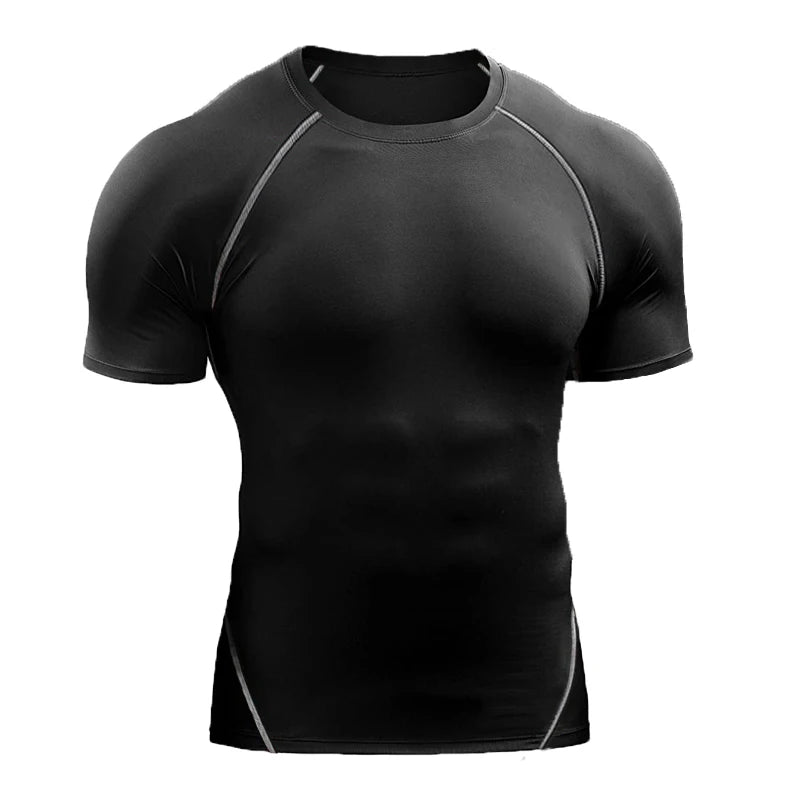 Summer Sports Compression T-Shirt – Quick-Dry, Elastic Running & Gym Tee