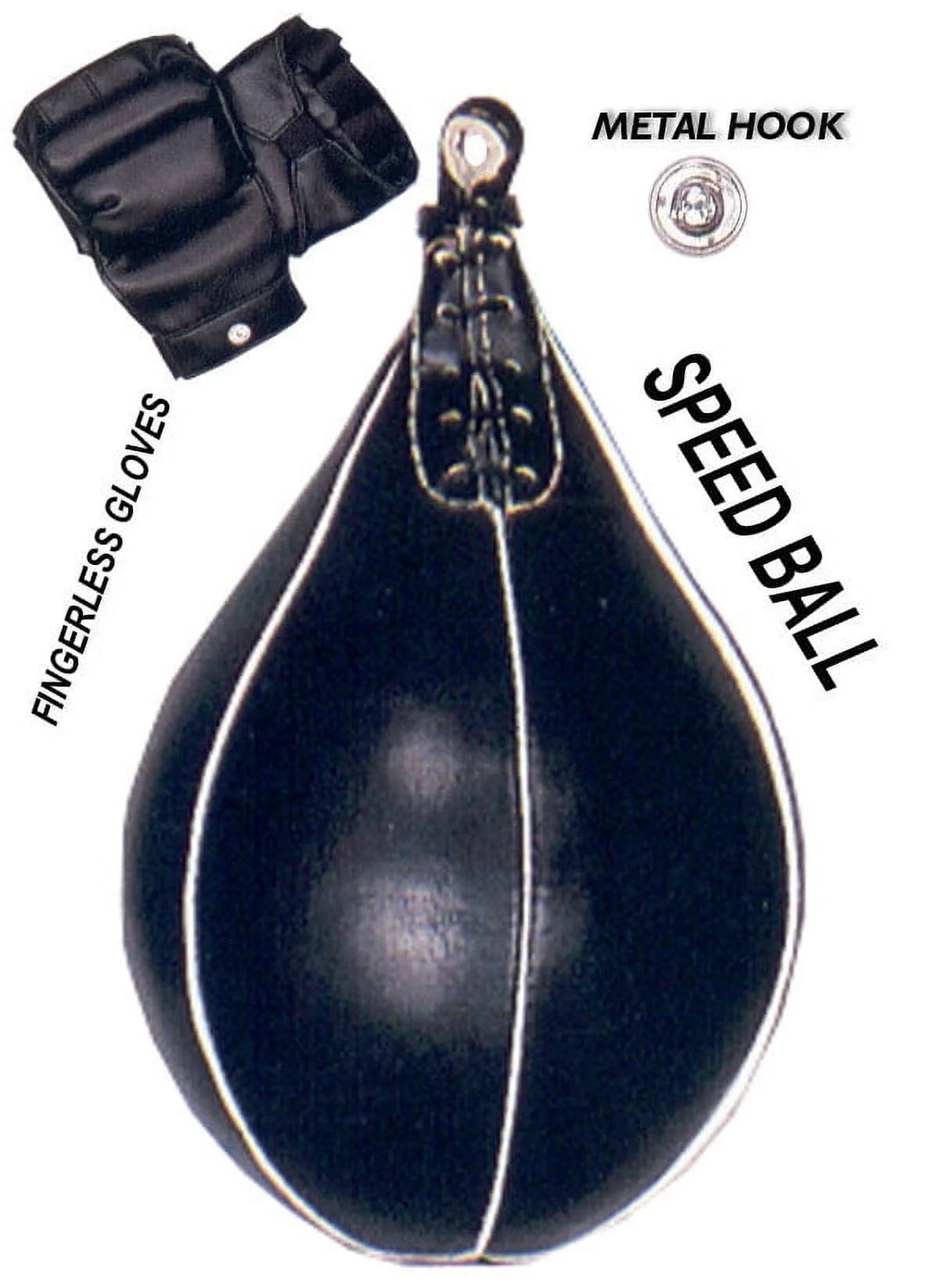 Heavy Duty Speed Ball Punching Bag with Gloves & Metal Hook, Black, 3 Piece