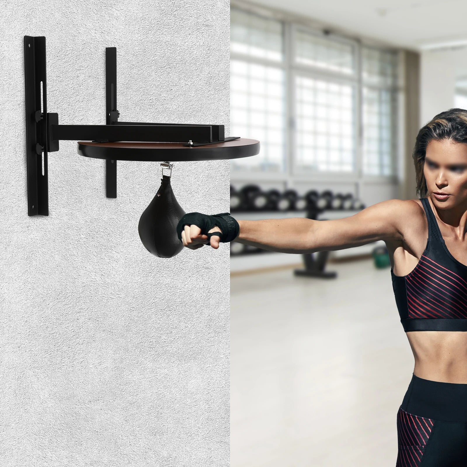 Speed Bag Platform Wall Mounted Speed Bags for Boxing Height Adjustable w/ Pump