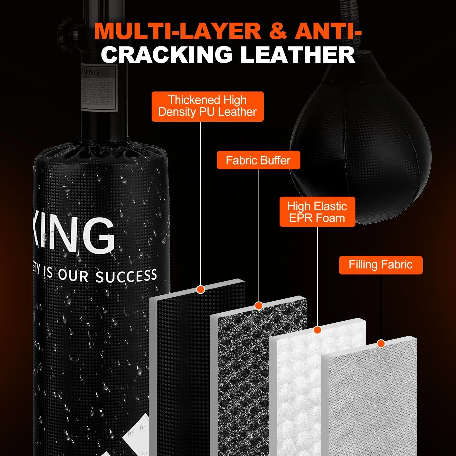5 in 1 Punching Bag with Stand for Adult & Kids, Freestanding Speed Bag Hitting Target Heavy Kickboxing Bag, Adjustable Height