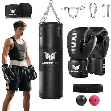 2.7ft Punching Bag with 8 OZ Boxing Gloves for Youth Boxing MMA Karate Kickboxing Unfilled Ideal Training Equipment for and Tee