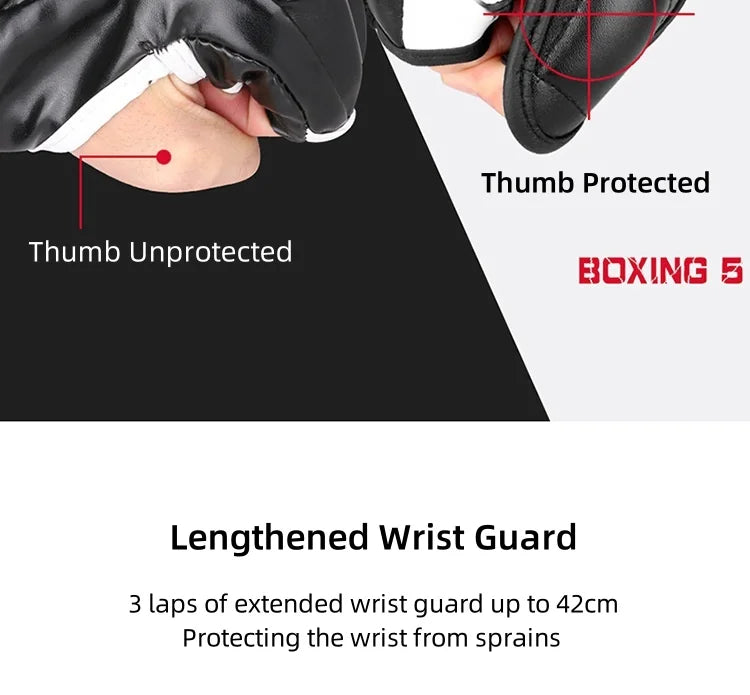 Gingpai Half-Mitts Gloves- Half-Finger Padded Gloves for kickboxing & Sparring