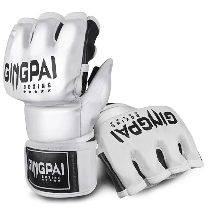 Gingpai Half-Mitts Gloves- Half-Finger Padded Gloves for kickboxing & Sparring