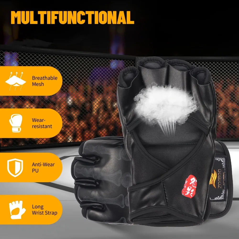 MMA Half-Finger Gloves for UFC, Boxing, Muay Thai & Training Sparring