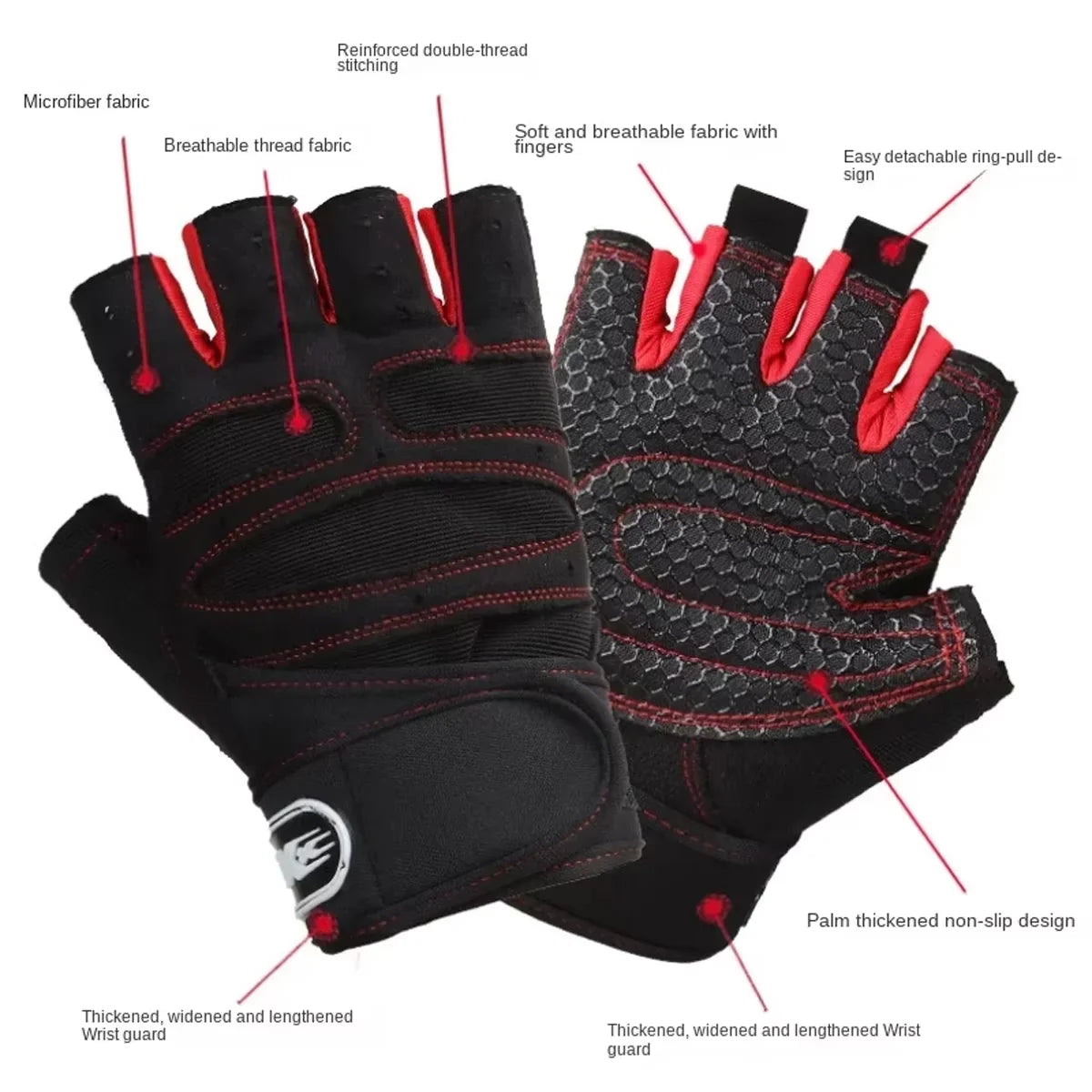 Weightlifting Gloves with Wrist Support for Fitness Training
