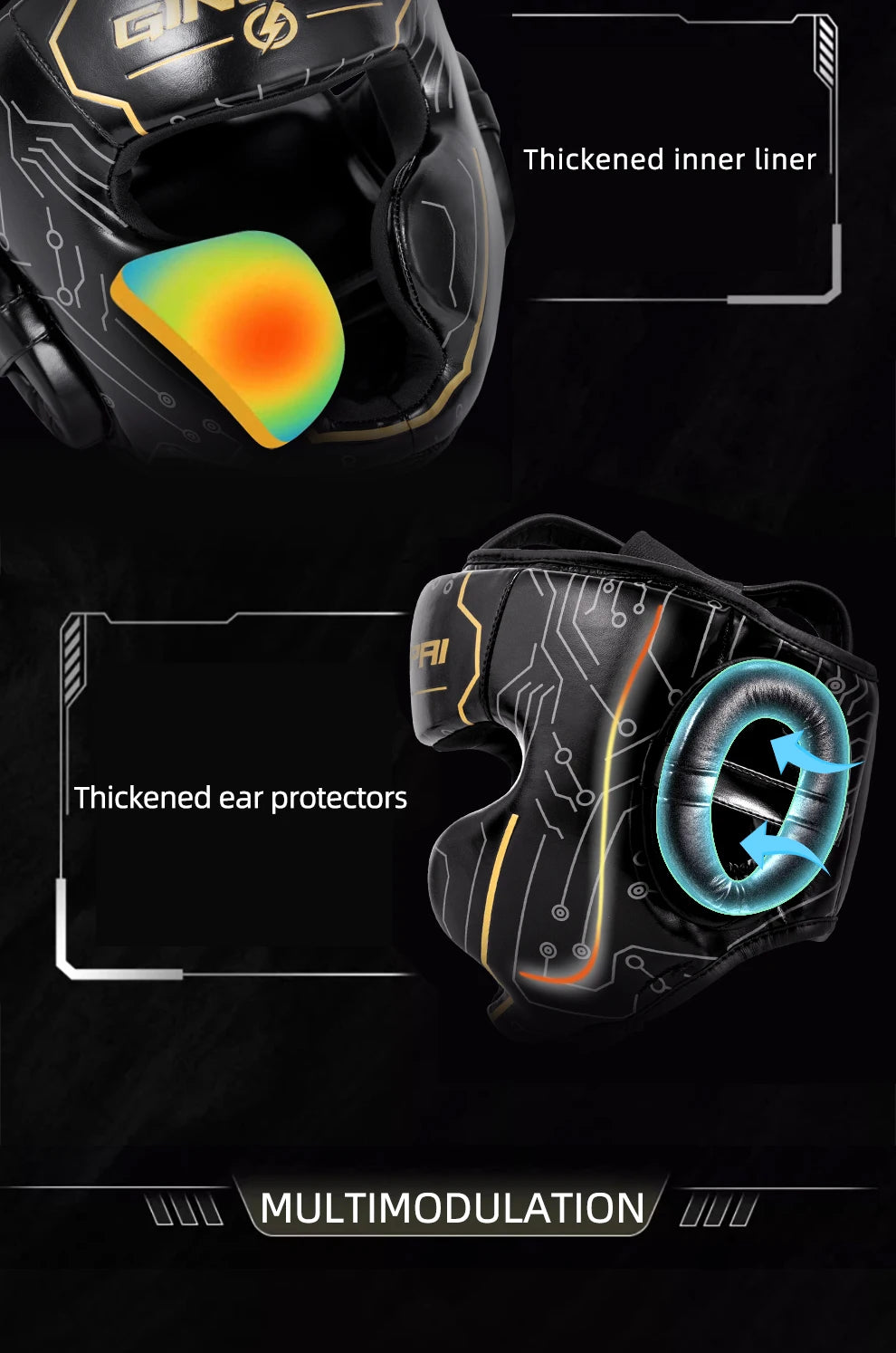 GINGPAI Head Protectors – Boxing & MMA Helmets for Competition & Training