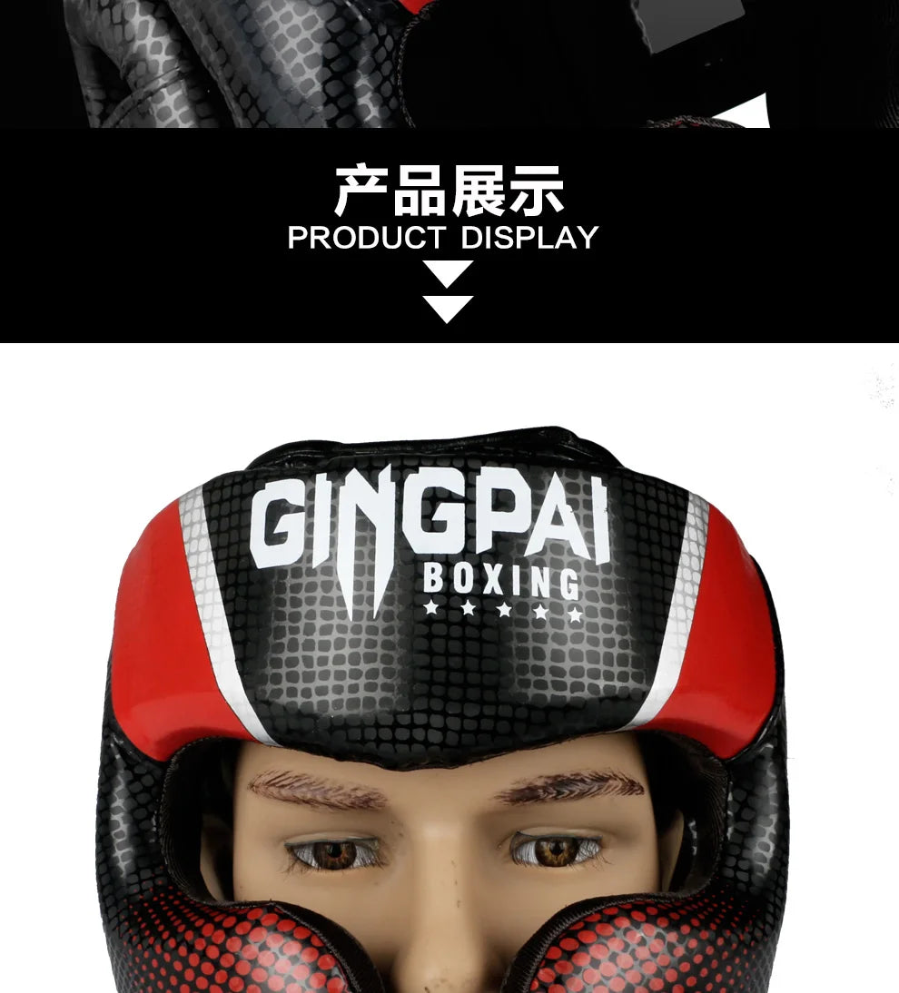 Gingpai Boxing Full-Face Safety Helmet for Muay Thai & MMA Training