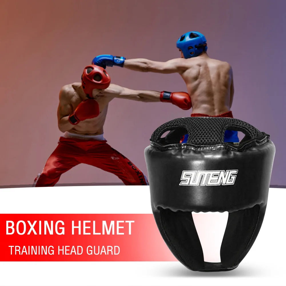 Adjustable Boxing Head Guard for Sparring & Training | PU Leather Protective Gear