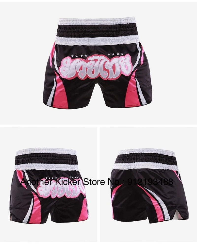 Muay Thai Shorts 2025 New Thai Boxing Shorts Women Men Child Patchwork Kickboxing Training Pants Gym MMA Martial Arts Fight Gear