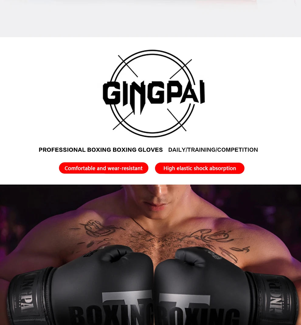 GINGPAI MMA Boxing Gloves – Muay Thai Sandbag Gloves for Training & Fighting