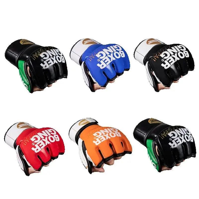 PU Thickened MMA Gloves – Half-Finger Boxing Gloves for Karate, & Martial Arts