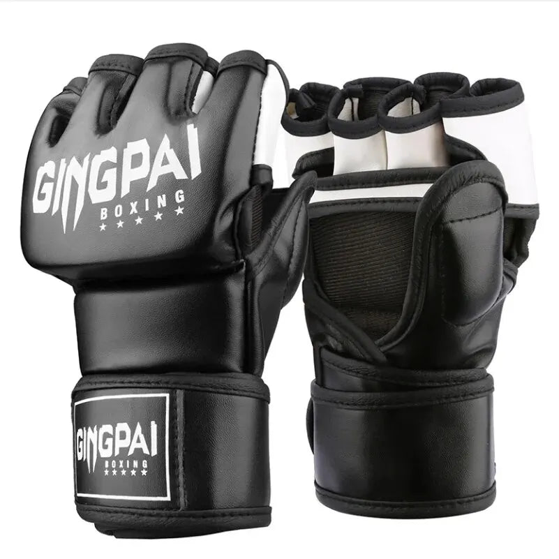 Gingpai Half-Mitts Gloves- Half-Finger Padded Gloves for kickboxing & Sparring