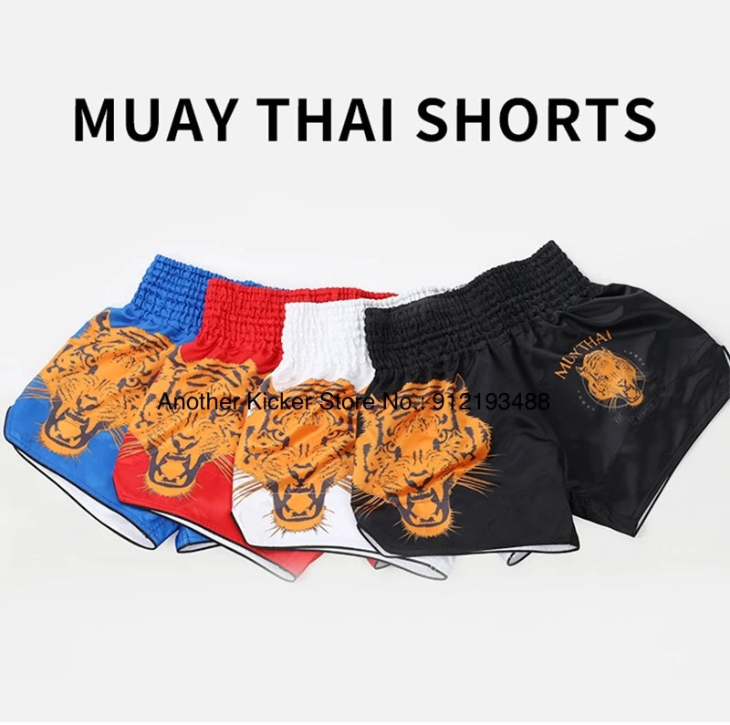 Muay Thai Shorts 2025 New Thai Boxing Shorts Women Men Child Patchwork Kickboxing Training Pants Gym MMA Martial Arts Fight Gear