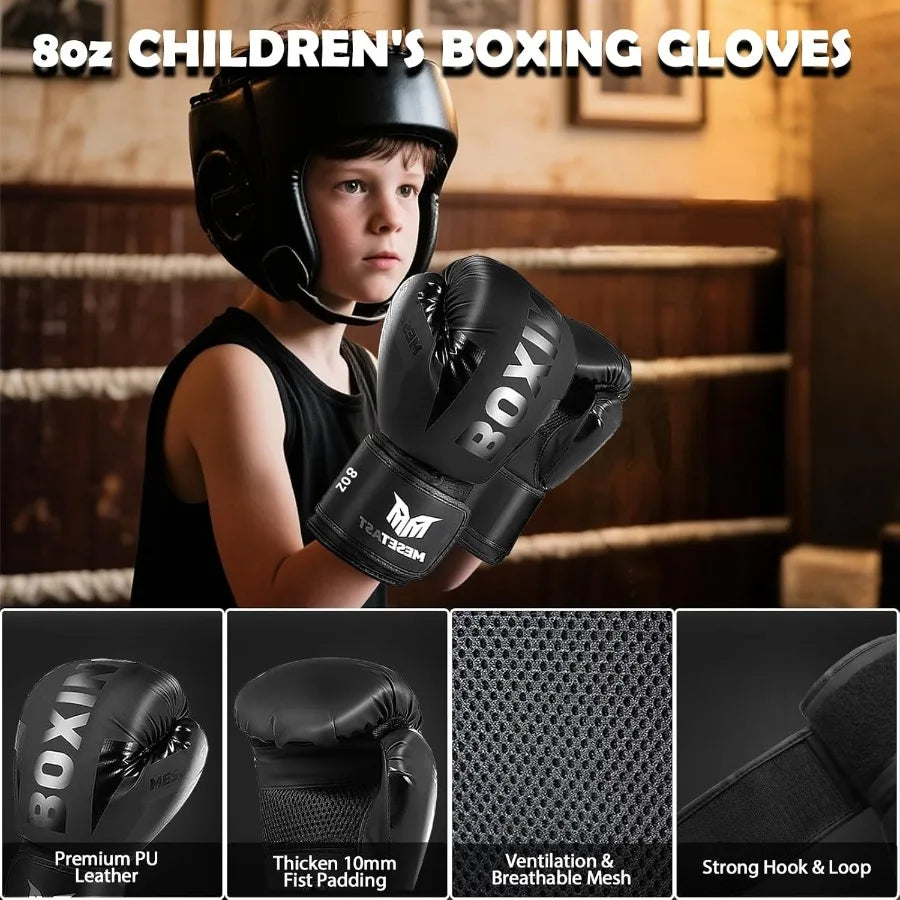 2.7ft Punching Bag with 8 OZ Boxing Gloves for Youth Boxing MMA Karate Kickboxing Unfilled Ideal Training Equipment for and Tee