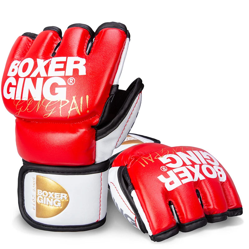 PU Thickened MMA Gloves – Half-Finger Boxing Gloves for Karate, & Martial Arts
