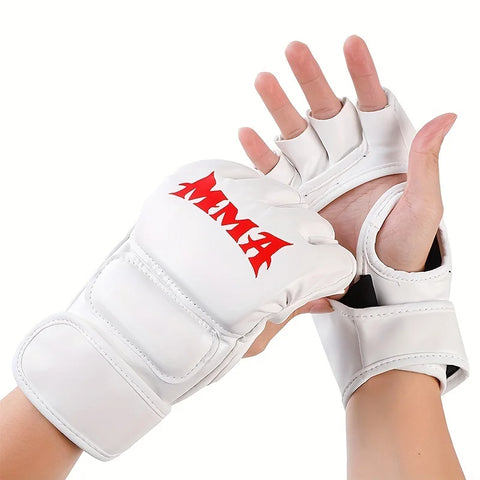 MMA PU Leather Gloves – Professional Half-Finger Gloves for Boxing & Martial Arts
