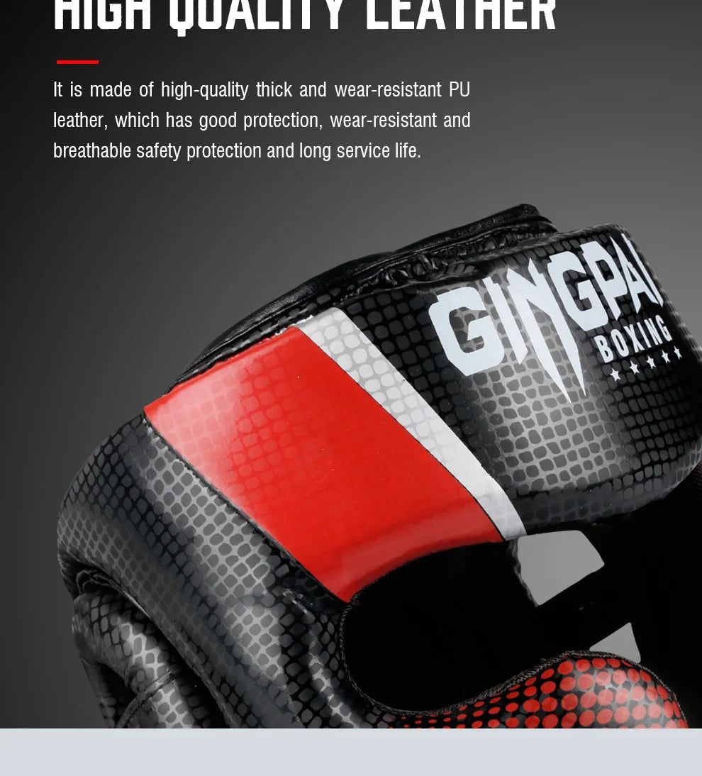 Gingpai Boxing Full-Face Safety Helmet for Muay Thai & MMA Training