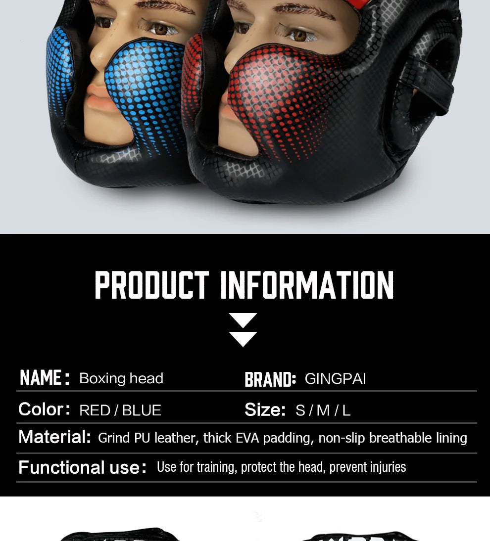 Gingpai Boxing Full-Face Safety Helmet for Muay Thai & MMA Training