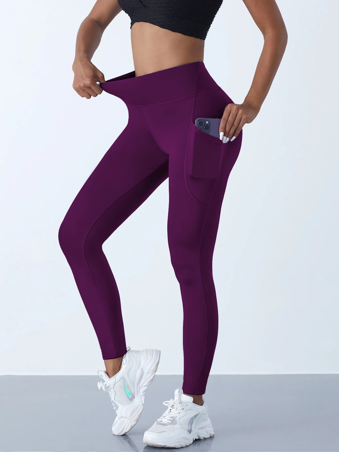 High Waist Stretch Leggings – Yoga Pants with Pockets for Fitness & Running