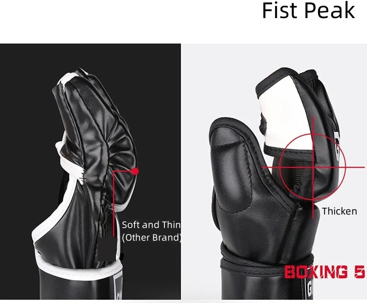 Gingpai Half-Mitts Gloves- Half-Finger Padded Gloves for kickboxing & Sparring