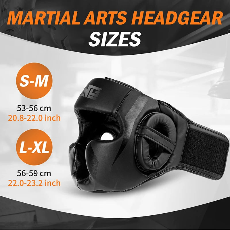 FIVING Training Boxing Helmet – PU Leather Head Guard for Sparring & Gym