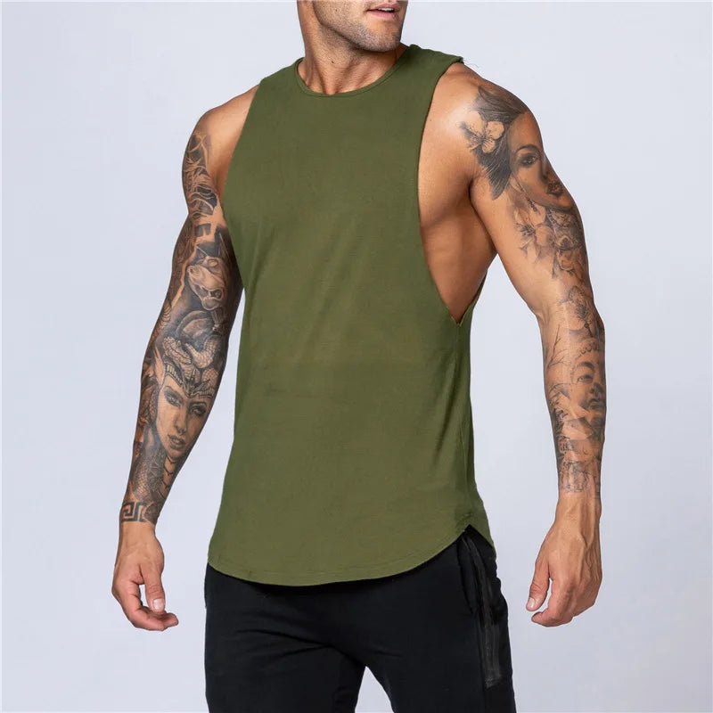 Men’s O-Neck Cotton Tank Breathable Fitness Muscle Vest