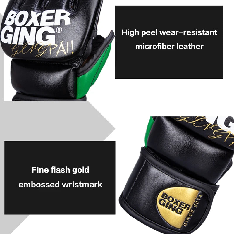 PU Thickened MMA Gloves – Half-Finger Boxing Gloves for Karate, & Martial Arts