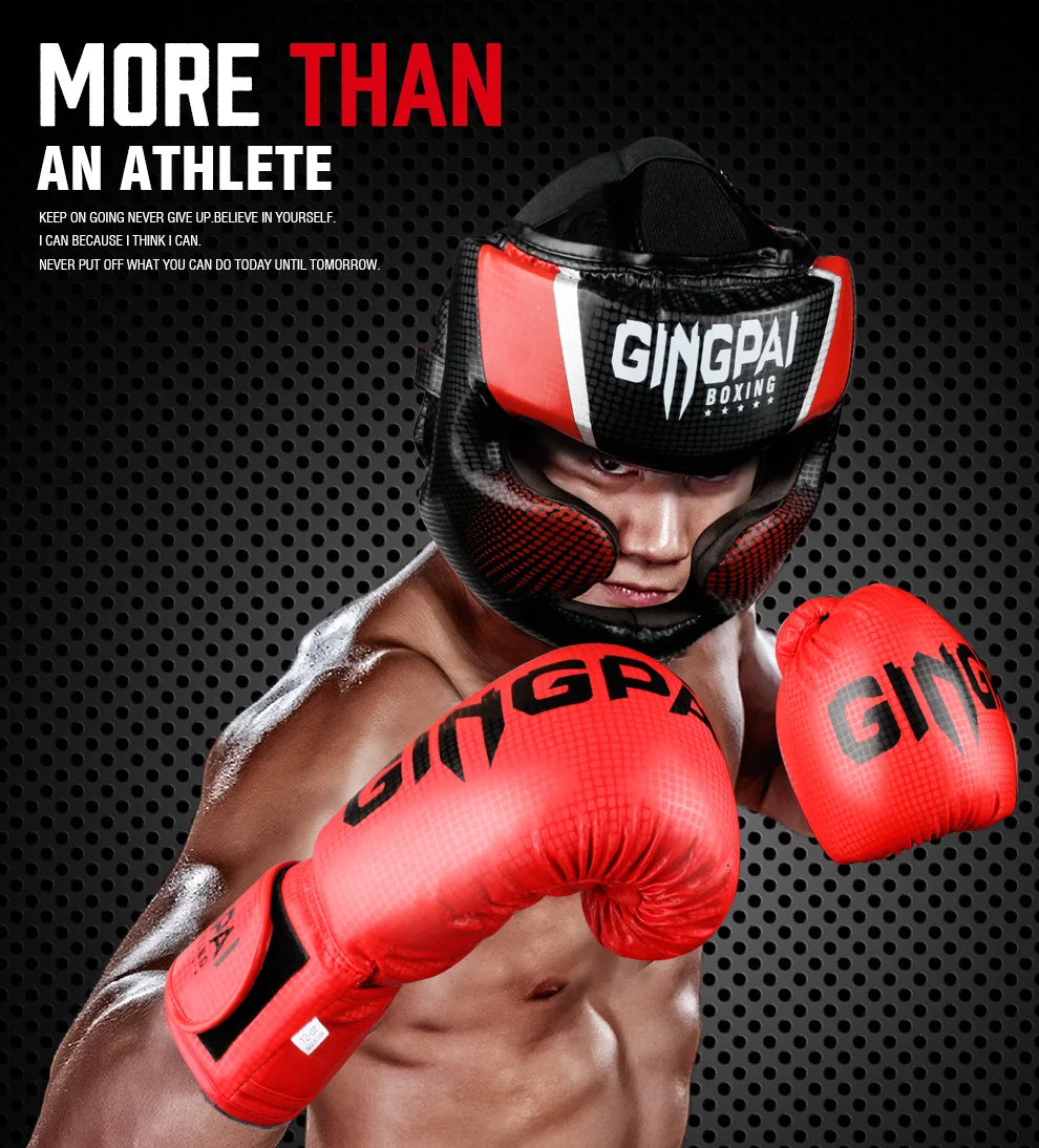 Gingpai Boxing Full-Face Safety Helmet for Muay Thai & MMA Training