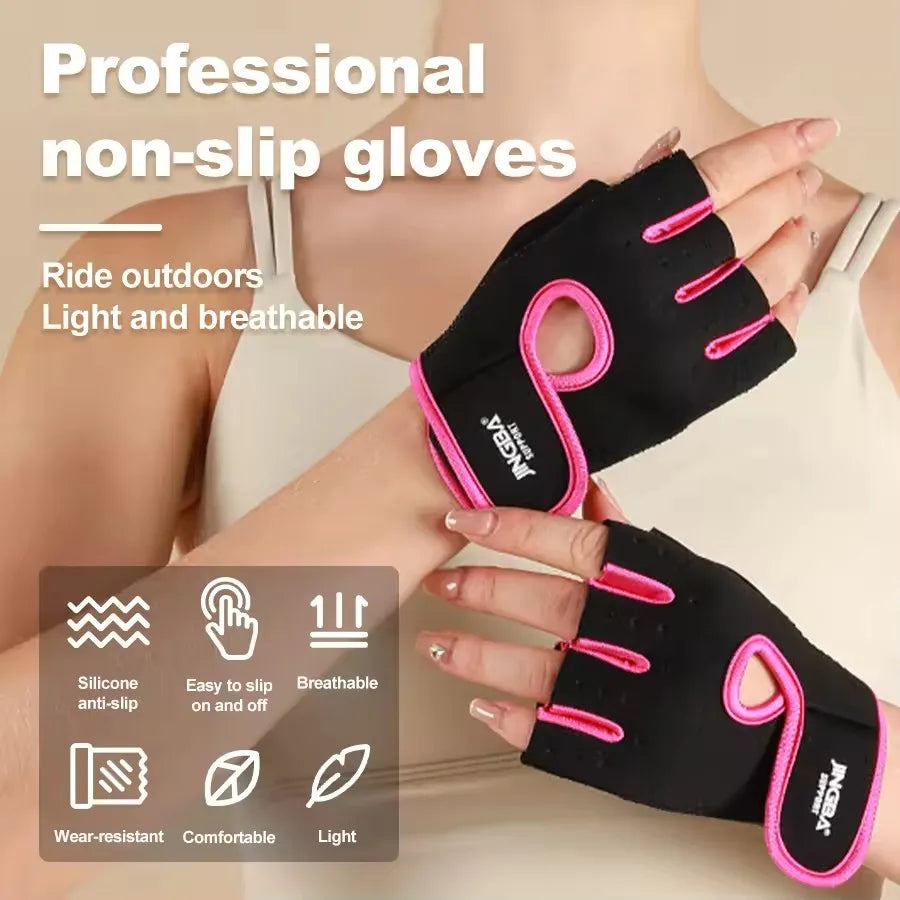 Half Finger Gym Gloves Silicone Grip, Breathable Workout Gloves