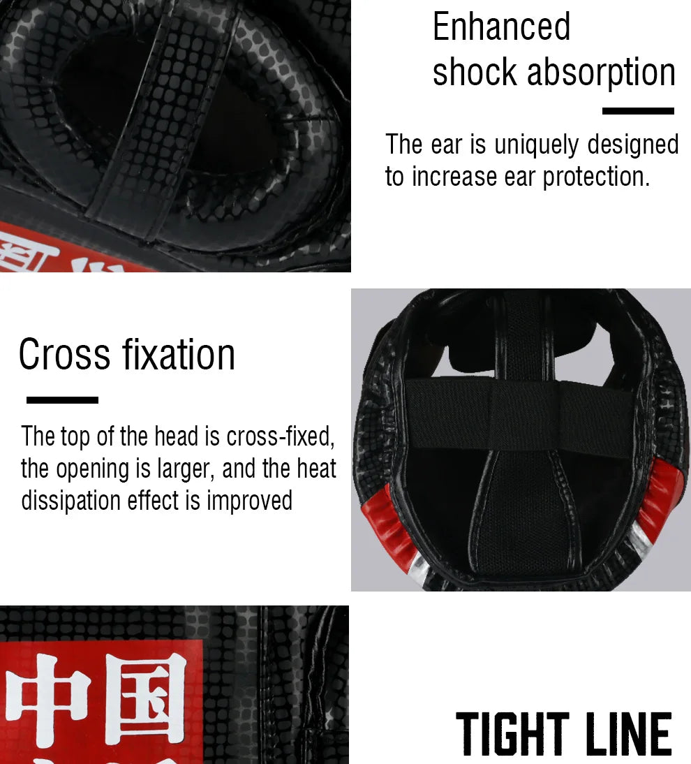 Gingpai Boxing Full-Face Safety Helmet for Muay Thai & MMA Training