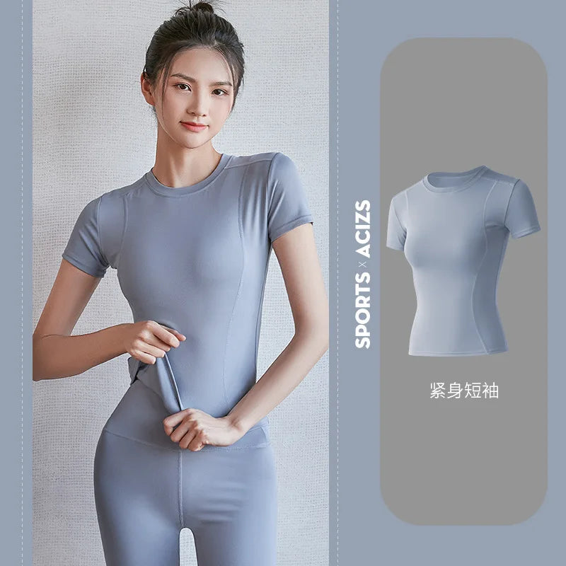 Women’s Activewear Top Solid Color V-Neck Moisture Wicking Shirt