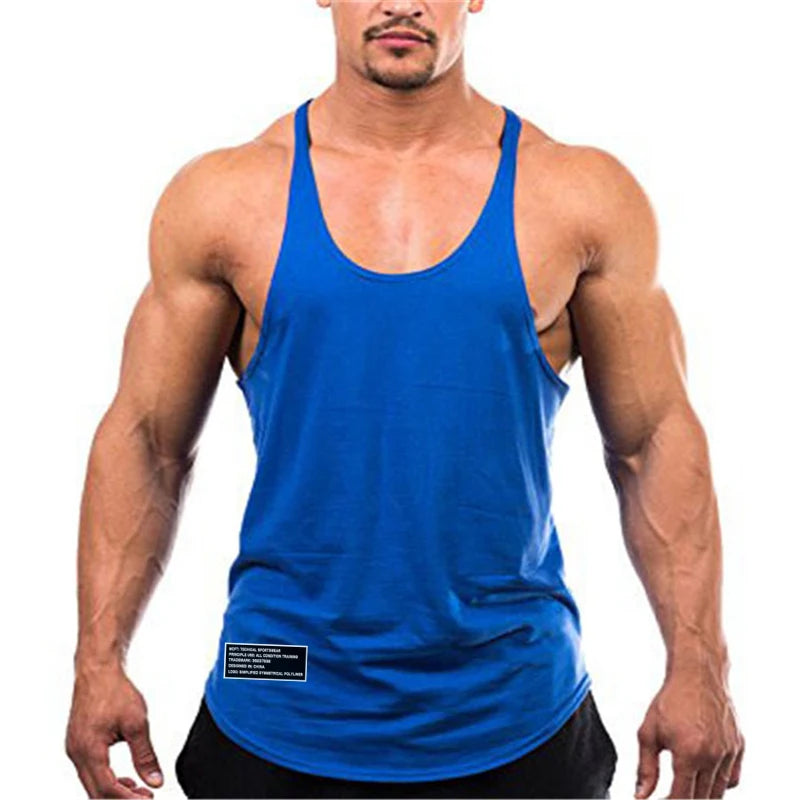 Y-Back Cotton Tank Top Men’s Sleeveless Fitness Shirt