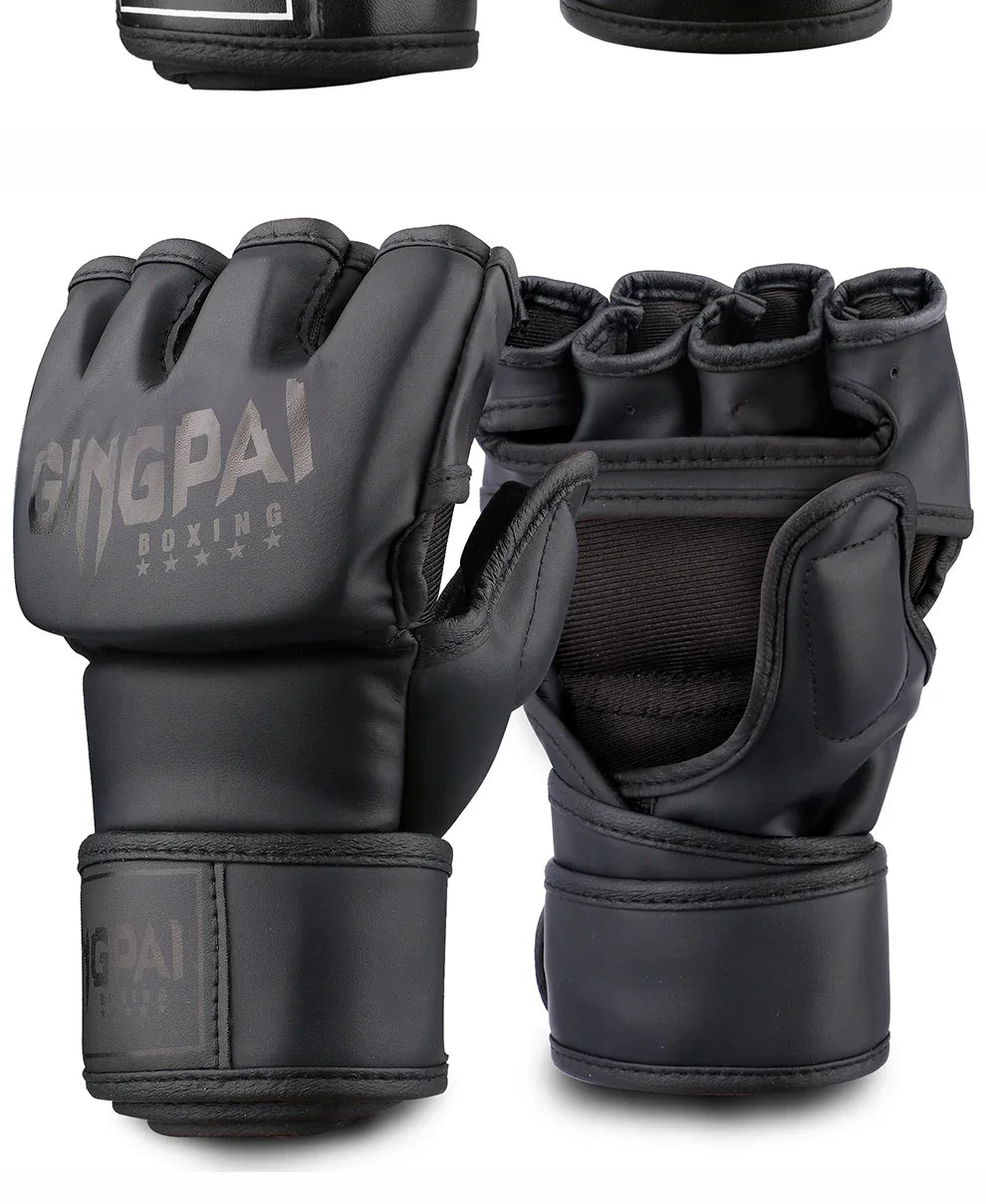 Gingpai Half-Mitts Gloves- Half-Finger Padded Gloves for kickboxing & Sparring